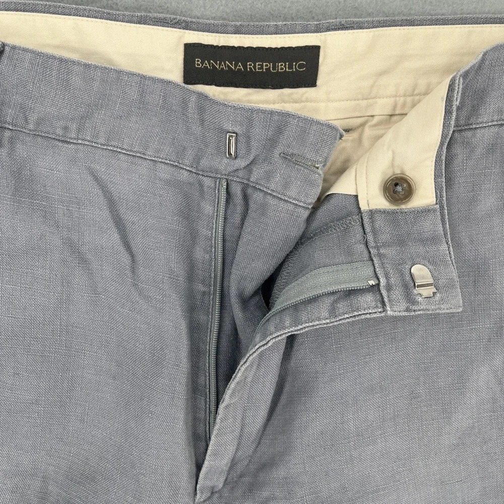 Banana Republic Mens Pants Relaxed Fit 100% Linen Blue Chino 33x31 Made in India